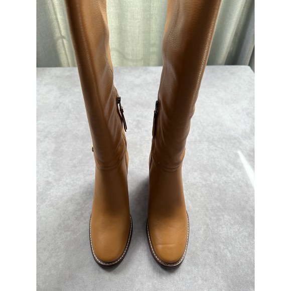 Sam Edelman‎ Elsy Boots Womens Size 9 Medium Caramel Leather Block Heel Tall Zip - Picture 4 of 16